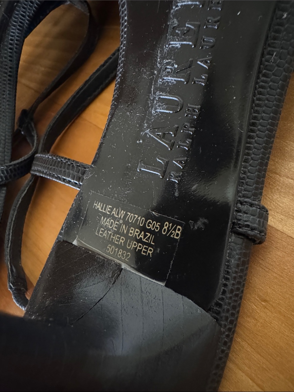Lauren Ralph Lauren Women’s Black Sandals Size 8.5 B Upper Leather Slingback - Picture 8 of 9